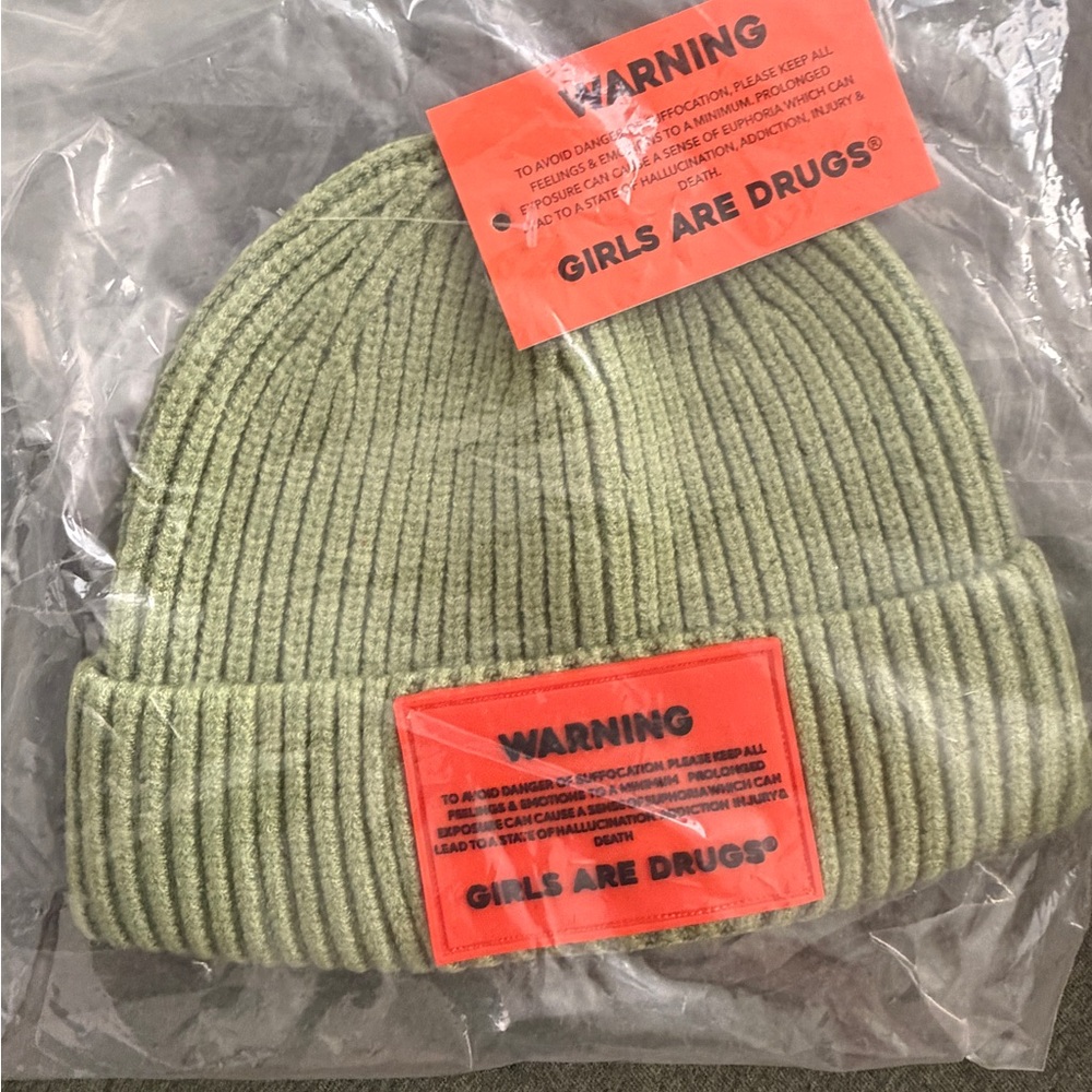 Girls Are Drugs Olive Knit Beanie